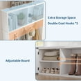 thumbnail image 3 of M optimized Hall Tree with Shoe Storage Bench, 4-In-1 Entryway Bench with Coat Rack & Adjustable Shelf & 2 Wood Door, Hall Tree with Metal Corner & 5 Tri-Hooks for Entryway, Bedroom, Living Room, 3 of 8