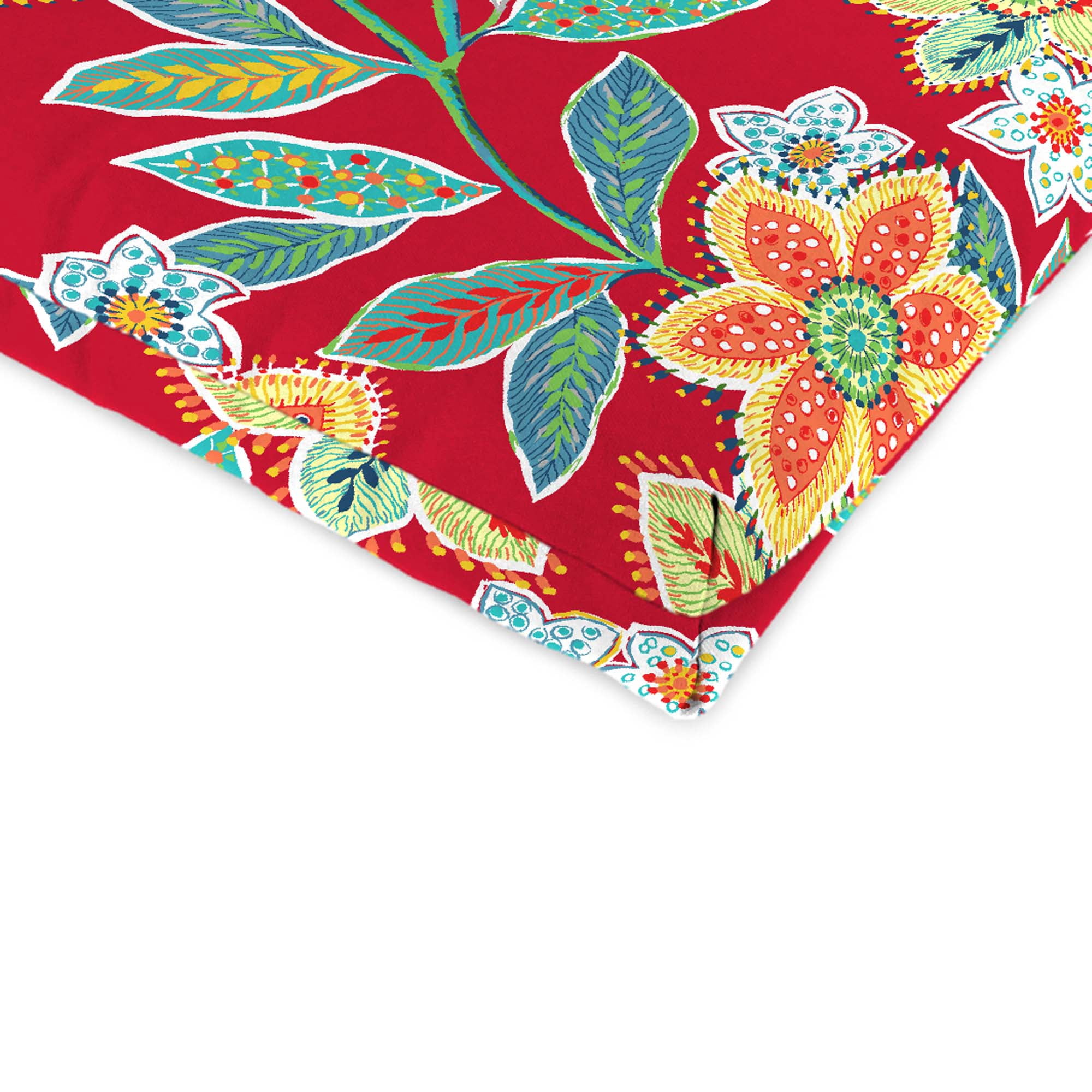 Jordan Manufacturing 72" x 22" Leathra Red Floral Rectangular Outdoor Chaise Lounge Cushion with Ties and Hanger Loop