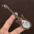 thumbnail image 4 of Natural Rainbow Moonstone Gemstone Copper Wire Wrap Guitar Pendant 4.53", 4 of 4