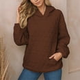 thumbnail image 2 of LIIPEE Hoodies For Women Fall Winter Warm Solid Color Long Sleeve Hooded Pullover Tops With Pocket Woman Versatile Birthday Wedding Weekend Sweatshirts,Brown,M, 2 of 5