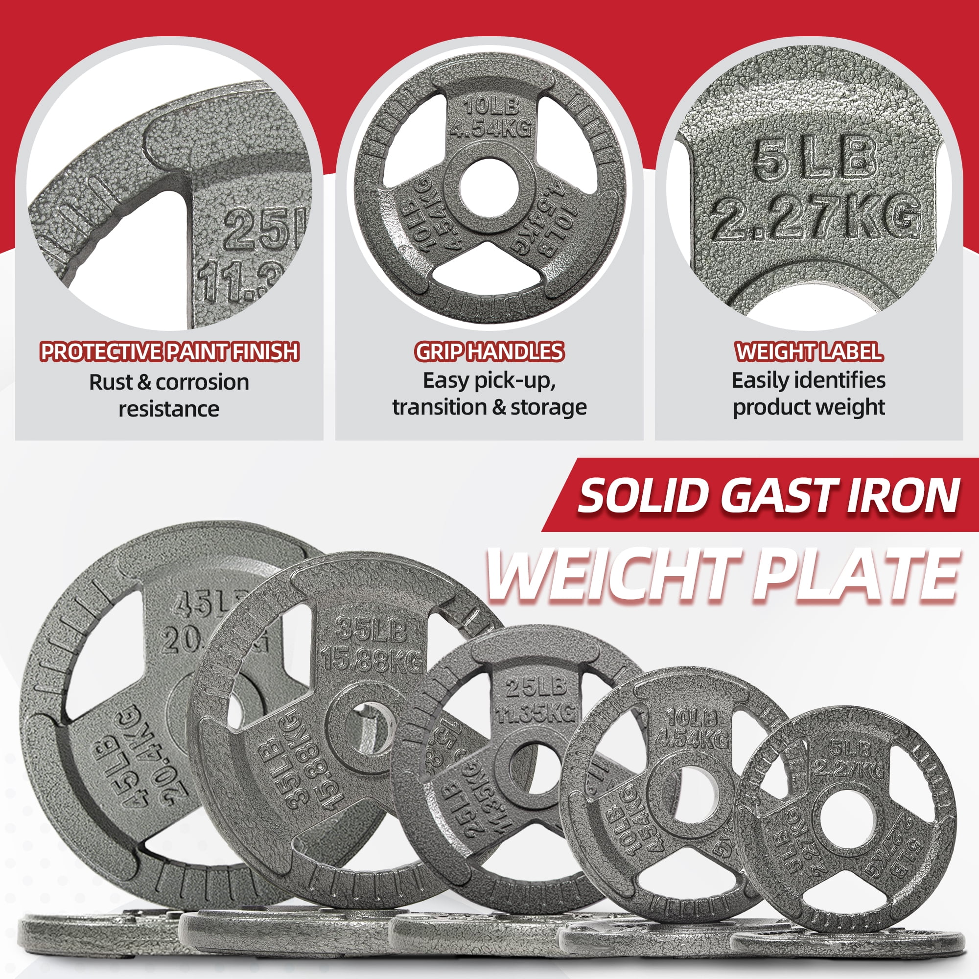 FlexWave Barbell 2-Inch Olympic Bumper Plate Weight Set, 80-240 lbs, Multiple Options