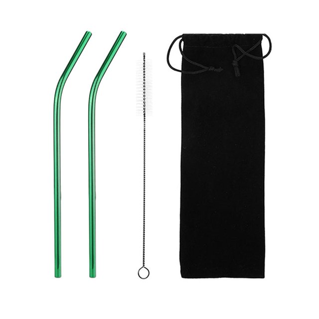 Hugtrwg 4 Pajitas Reutilizables para Juego Cepillos Suministros para (doblado Verde)