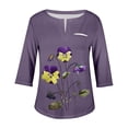 thumbnail image 4 of CaiJunJia T Shirts for Women,Women's Casual 3/4 Sleeve T-Shirts V Neck Cute Tunic Tops Basic Tees Blouses Loose Fit Pullover, 4 of 4