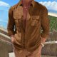 thumbnail image 1 of Men Long Sleeve Solid Color Slim Fit Shirt Casual Party Formal Tops Blouse Retro, 1 of 6