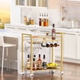 thumbnail image 4 of Leyaoyao Bar Cart with Matte Gold Metal Finish, Rolling Wine Cart for Kitchen, Dining Room, Gold, 4 of 7