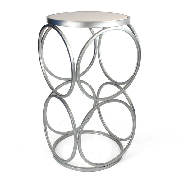 Rutledge & King Britton Round End Table - Accent Table (Marble/Silver)