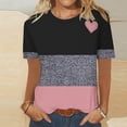 thumbnail image 4 of cocolona Summer Tops for Women Fashion Casual Color Block T-shirts Crew Neck Short Sleeve Shirts Basic Tees, 4 of 4