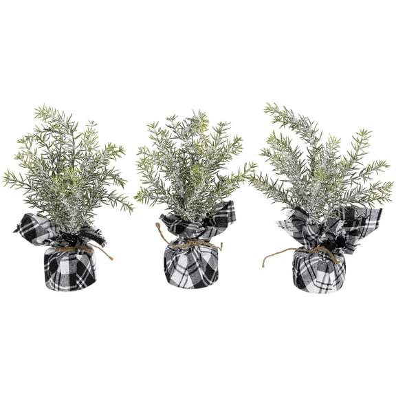 Northlight Mini Frosted Pine Artificial Christmas Trees - 9" - Set of 3