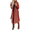 thumbnail image 2 of Luowei Winter Thermal Christmas Coat, Red Long Sleeve Christmas Coat, Women's Faux Wool Coat Blouse Thin Coat Trench Long Jacket Ladies Slim Long Belt Elegant Overcoat Outwear, 3XL, 2 of 7