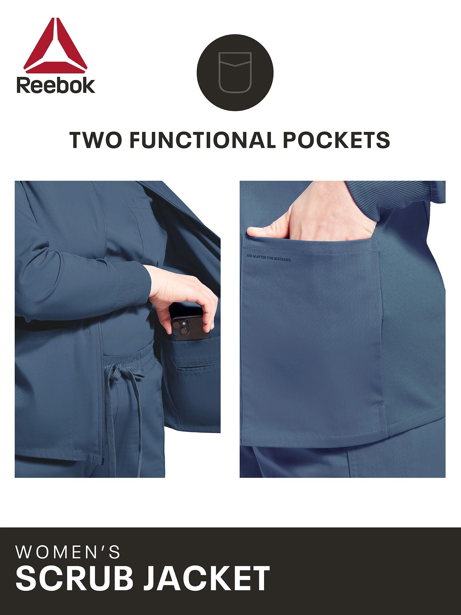 Reebok Women's Scrub Jacket with Stretch Fabric and 6 Pockets, 1 Pack Sizes S-2XL