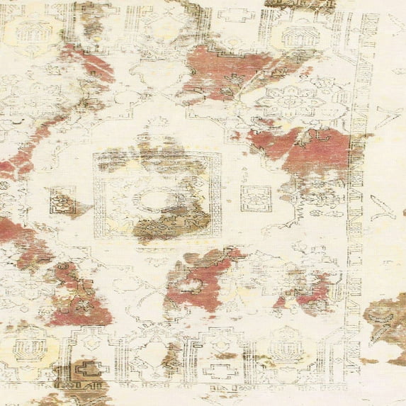 Ahgly Company Machine Washable Indoor Square Abstract Blanched Almond Beige Area Rugs, 4' Square