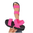 thumbnail image 4 of Women's Elastic Knit Double-Strap Platform Sandals, Open-Toe Slingback Mid-Heel Shoes, Comfortable All-Match Summer Footwear, 4 of 6