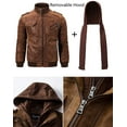 thumbnail image 5 of Mens Brown Real Leather Jacket with Removable Hood (Small, Brown), 5 of 6