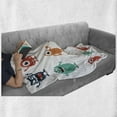 thumbnail image 6 of Alien Soft Flannel Fleece Throw Blanket, Monsters Funny Silly Faces Cartoon, Cozy Plush for Indoor and Outdoor Use, 70" x 90", White Multicolor, by Ambesonne, 6 of 6