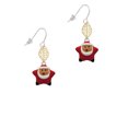 thumbnail image 2 of Delight Jewelry Silvertone Red Star Santa Goldtone Leaf French Earrings, 2 of 4