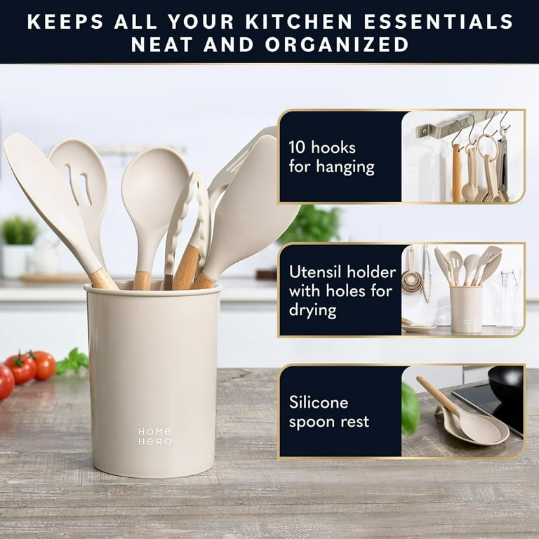 33-Piece Silicone Cooking Utensil Set With Holder – Non-Stick, Stainless Steel Handle, BPA-Free Kitchen Tools