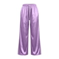 thumbnail image 6 of Guluxicc Women's Satin Pants with Pockets Trendy Elastic Waist Long Wide Leg Trousers for Everyday Wear Summer Casual Outfits, 6 of 6