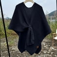 thumbnail image 4 of DPTALR Womens Large Front Sweater Knitting Design Hollow Out Feel Wrap Topper Knitted Elegant Shawls Cape For Fall Winter, 4 of 5