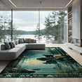 thumbnail image 2 of ODIKA 8'x10' Washable Area Rug Fishing Lake Border Cabin Forest Wildlife Print Motif Motifs for King Size Bedroom Under Bed, Master Suite, Non-Shedding, Easy Care, 2 of 7