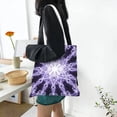 thumbnail image 6 of DouZhe Reusable Grocery Bags, Fractal Purple Mandala Lightweight Polyester Canvas Cloth Tote Bag for Travle Gym Shopping School, 15" x 16", 6 of 7