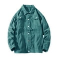 thumbnail image 5 of Hontri Men's Denim Jackets Men's Autumn Winter Casual Long Sleeve Turn Down Collar Solid Denim Jacket Coat Army Green 5Xl, 5 of 5