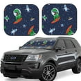 thumbnail image 2 of Bingfone Dinosaur Astronaut Space Surfing Print 2-Piece Sun Shade Front Windshield - Foldable Car Front Window Sunshades For Most Sedans Suv Truck - Large, 2 of 7