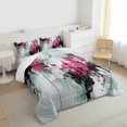 thumbnail image 4 of Manfei Chic Abstract Ombre Full Size Comforter Sets, Deep Pink Retro Artwork Bedding Comforter Set, Teens Kids Adult Man Reversible Bedding Sets, Breathable Home Decor, 3pcs, 4 of 9