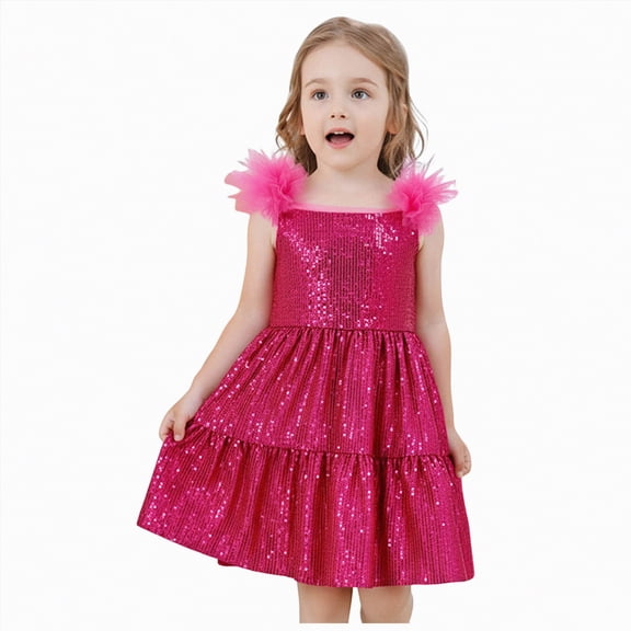 Gubotare Formal Dresses for Girls Flower Girls Princess Floral Boho Lace Embroidered Pageant Dresses for Kids Baby Party Wedding Puffy Gown 2T 3T (Hot Pink,2-3 Years)