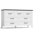 thumbnail image 3 of Homall 7-Drawer Wood Dresser for Bedroom, Large Storage Cabinet with Anti-Tip Safety and Footstool-Integrated Design, Double Classified Storage Organizer Chest for Living Room, Black and White, 3 of 7