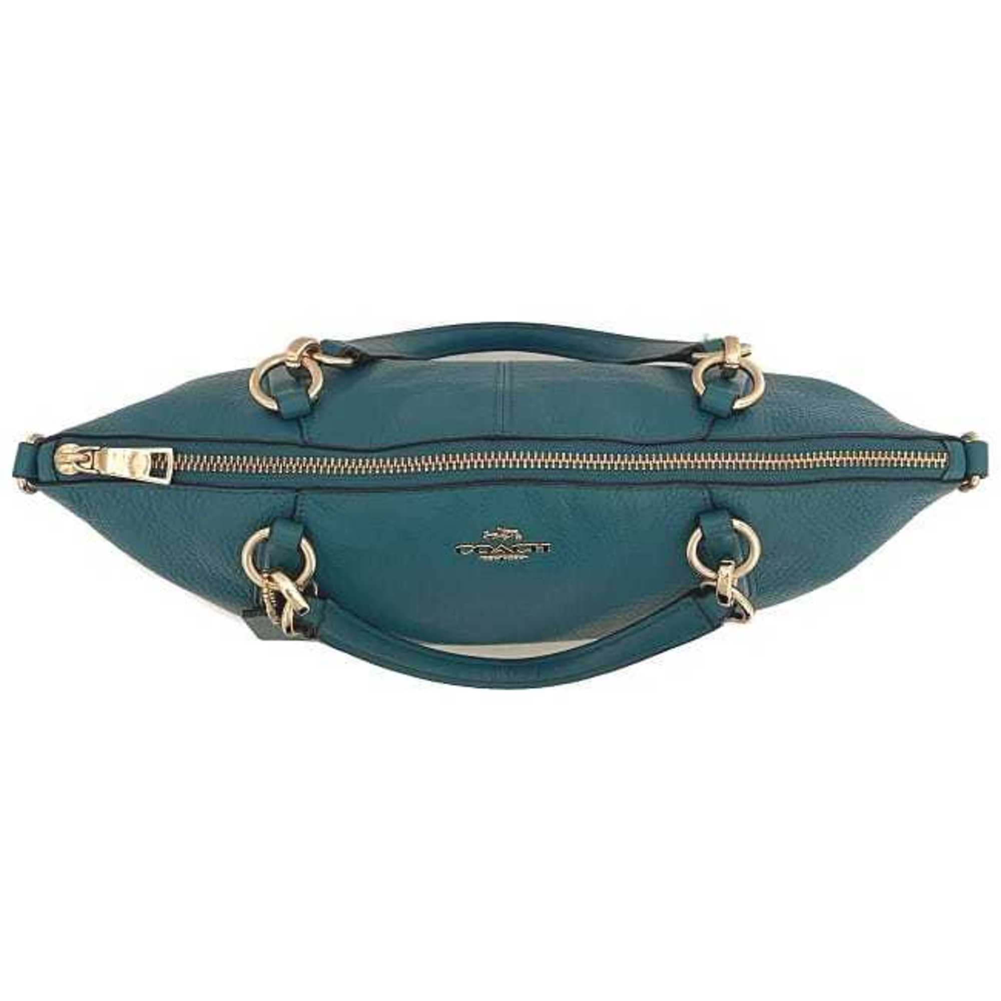 Pre-Owned Coach 2way bag green blue F36675 leather COACH small