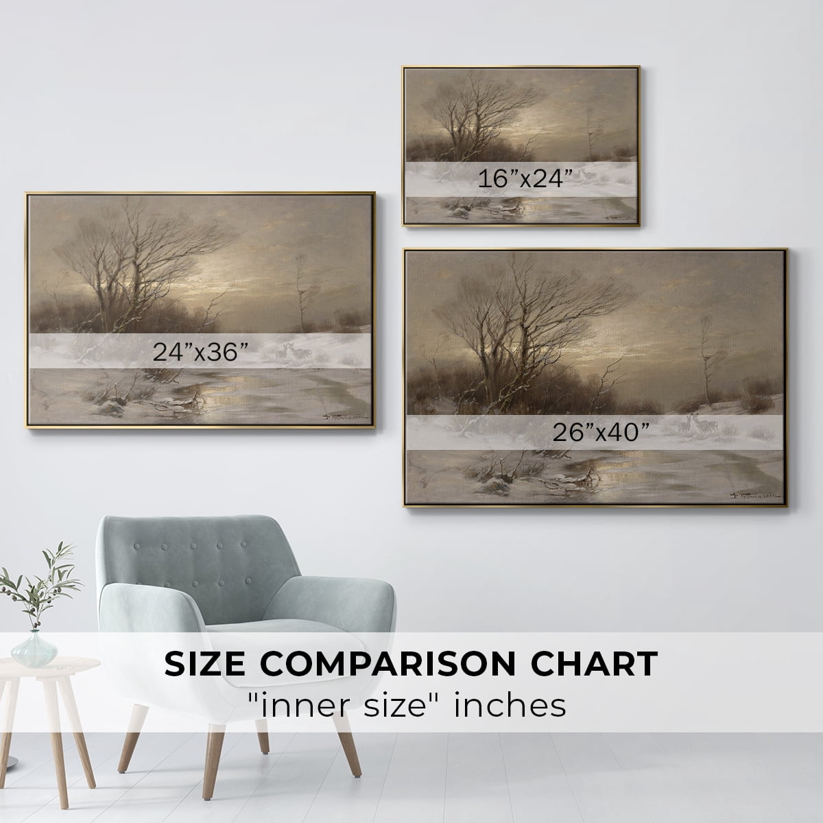 Vintage Landscape-CCLXXIV By Wexford Home Framed in Gold Wood Gallery Wrapped Canvas 17 in. x 25 in.