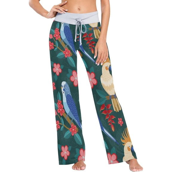 Women's Pajama Pants Parrots Pattern Comfy Stretch Sleepwear Essentials womens Lightweight Lounge Terry Pajama Pant, Small