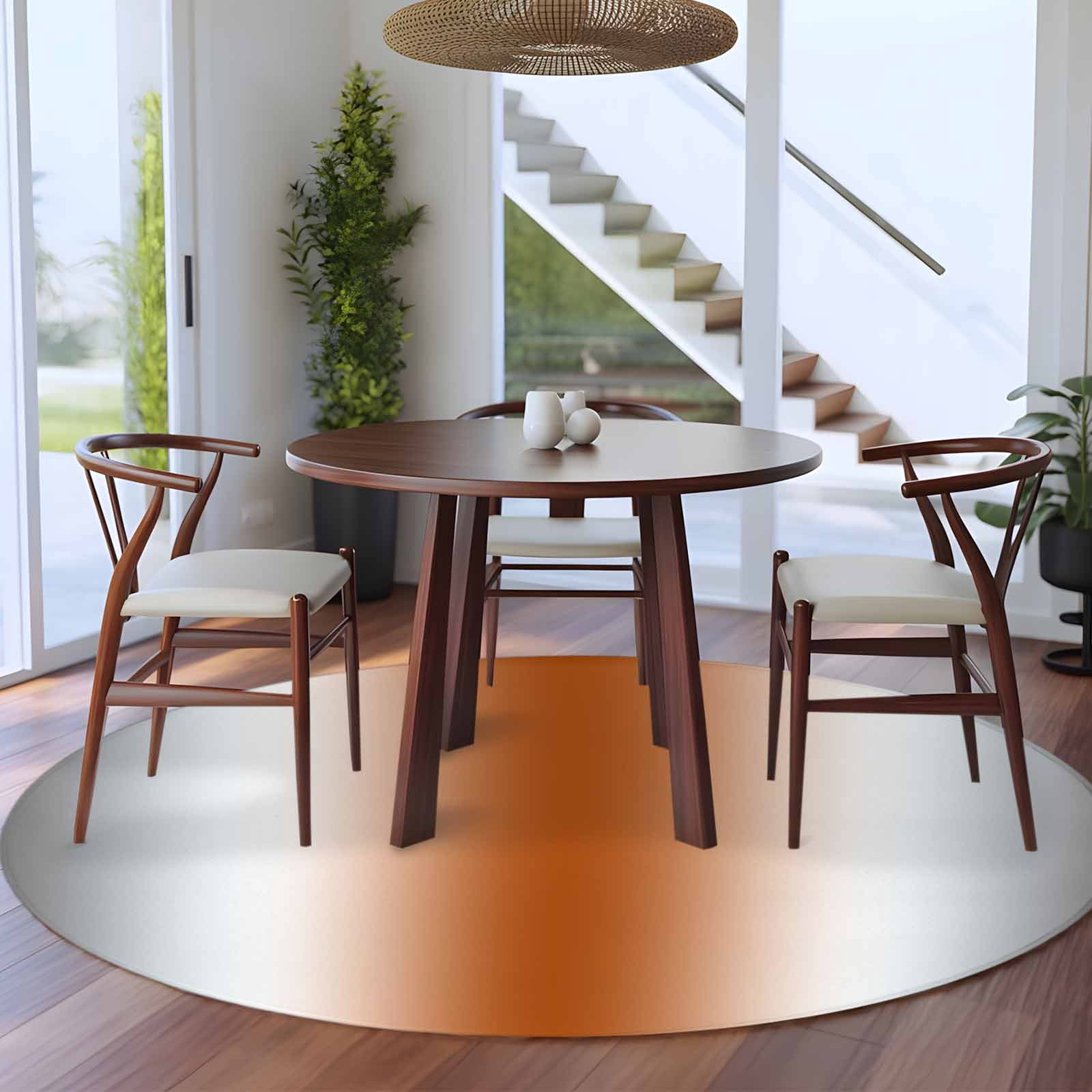 Round Area Rug 5ft, Gray Orange Non-slip Area Rugs for Living Room/Bedroom/Bathroom/Kitchen, Modern Gradient Geometric Washable Throw Floor Mat Indoor Outdoor Entrance Doormat