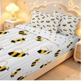 thumbnail image 3 of Erosebridal Kawaii Bee Zipper Queen Comforter Set with Fitted Sheet and 2 Pillowcases,Nature Wildlife Theme Zipper Bedding Set,White Yellow,Polkadot Reversible,4pcs, 3 of 8