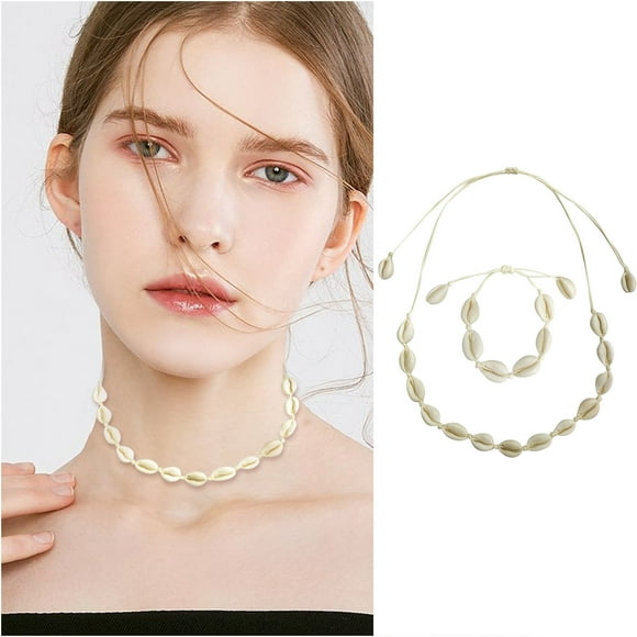 Xihbxyly Conjunto de Joyería Bohemia, Collar y Pulsera Vintage, Material de Concha Natural, Diseño Multicolor, Perfecto para Bodas, Fiestas, Uso Diario, Moda Ecológica.