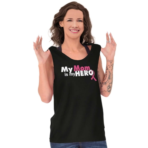 My Mom My Hero Breast Cancer Ribbon Tank Top T Shirts Men Women Brisco Brands S