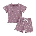 thumbnail image 2 of Gubotare Girls Outfit Girls 2 Piece Outfits Summer Clothes Ruffle Short Sleeve Shirts Top and High Waist Shorts Set with Pockets 18 24 Months (Purple,18-24 Months), 2 of 4