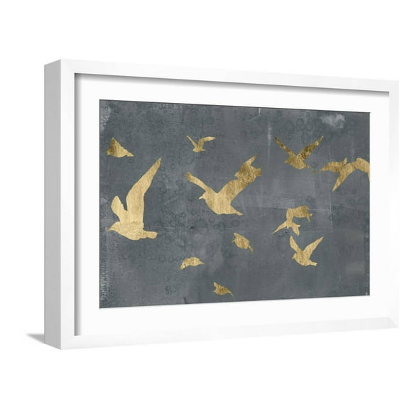 Art.com Silhouettes in Flight III Art Print by Jennifer Goldberger, White Frame Wall Art, 23" x 17"