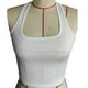 thumbnail image 1 of Camiseta camisola básica elástica sin mangas con cuello redondo y espalda descubierta para mujer Blanco S, 1 of 2