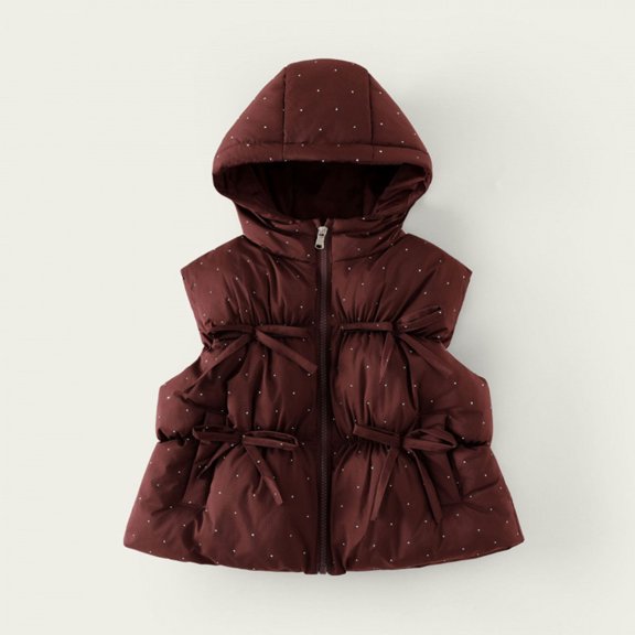 Toddler Puffer Jacket with Hood Thermal Boys Girls Kids Puffer Vest Padded Warm Baby Winter Jacket Sleeveless Warm Full Zip Lightweight Jackets, Age 1-7 Years