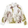 thumbnail image 4 of Jackets for Women Winter Coat Jackets Flannel Stand Collar Jacket(Elegant Floral Botanical Design,Size:S-4XL), 4 of 7