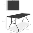 thumbnail image 2 of YEXJ 6ft Plastic Folding Table, Indoor Outdoor Heavy Duty Portable w/Handle, Lock for Picnic, Party, Camping-Black-6ft, 2 of 9