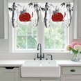 thumbnail image 4 of Black White Botanical Balloon Curtains for Living Room/French Door, Red Moon Ink Wash Art Tie Up Curtains 63 Inch Length Energy Saving Kitchen Curtains Shades for Windows 42"x63", 4 of 8