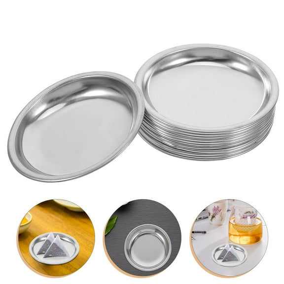 OUNONA 12pcs Stainless Steel Tea Bag Storage Saucer Tea Bag Plate Metal Tea Bag Holder Tea Bag Organizer For Office Tea Bag Accessories
