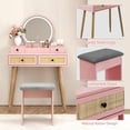thumbnail image 4 of Brafabhome Boho Vanity Table Set with Adjustable Lighted Mirror and Stool, Modern Dressing Table Set with Drawers and Storage Shelves for Makeup Room Bedroom | Pink, 4 of 7
