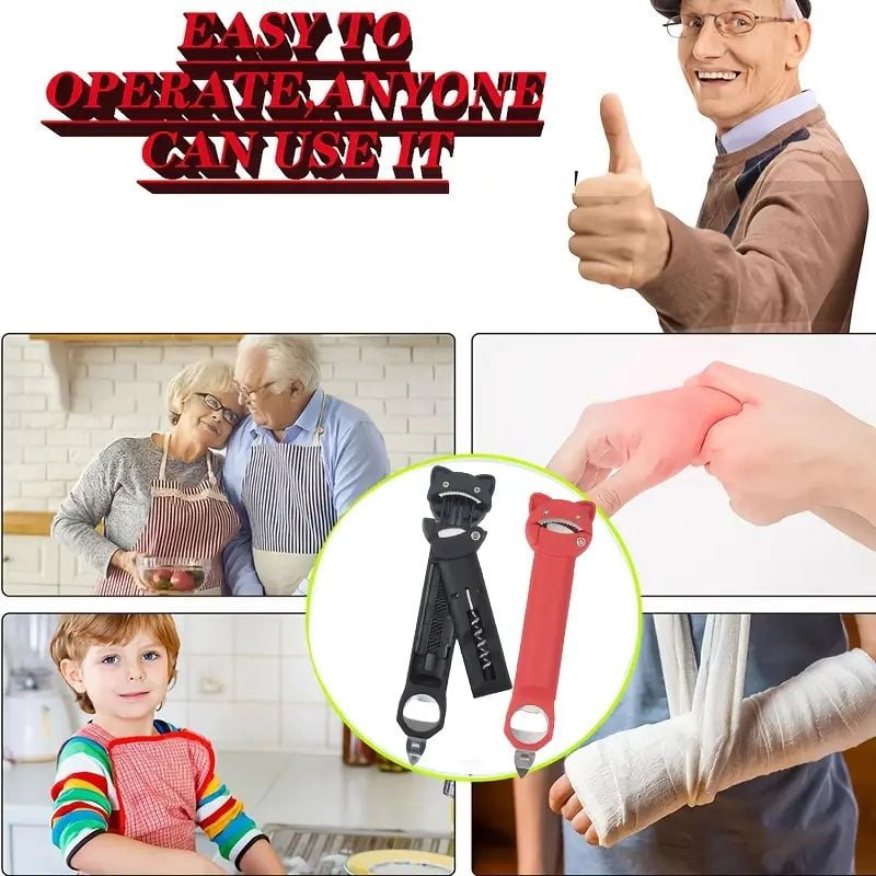 Retractable Magnetic Can Opener 4-in-1 5-in-1 Multifunctional Can And Bottle Opener, Ideal For Seniors With Arthritis Hand Weakness, Practical Kitchen Lid Opening Tool