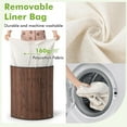 thumbnail image 5 of RONG-3 Corner Laundry Hamper with Lid, 58 L Bamboo Laundry Basket with Removable Liner & Handle, Triangle Clothes Hamper for Small Spaces, Bedroom, Bathroom, Laundry & Living Room ,Brown, 5 of 9