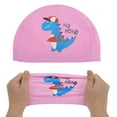 thumbnail image 5 of Unique Bargains 1 Pc Knitted PU Elastic Cartoon Dinosaur Swim Cap Pink, 5 of 6