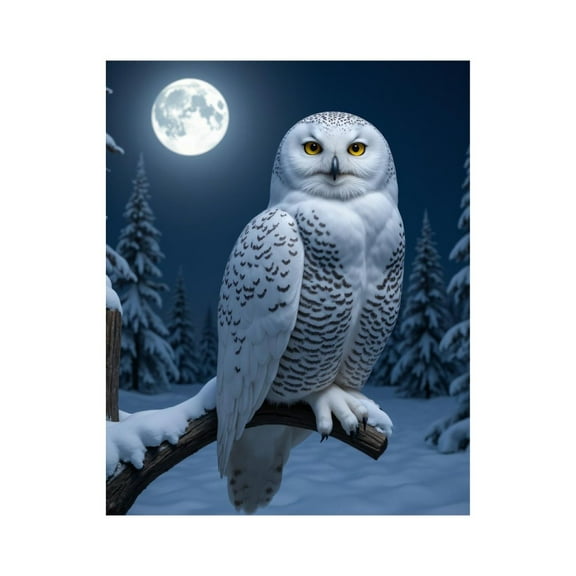 Paint by Numbers Kit for Adults, Snowy Owl Moonlit Forest Night Paint by Numbers, Easy Paint by Numbers Kit for Adults Beginner, DIY Adult Paint by Number Kits on Canvas, 12x16in Home Decor