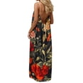thumbnail image 5 of Smsaxvxz Summer Plus Size Dresses for Women Fashion Floral Printed Spaghetti Strap Round Neck Sleeveless Low Backless Sundress Casual Maxi Dresses Army Green 3XL, 5 of 8